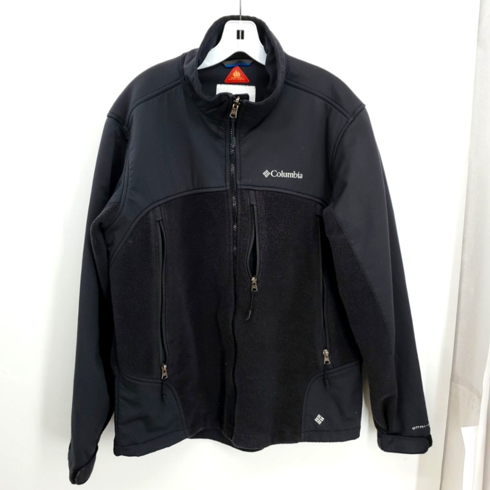 Columbia Black Performance Jacket Zip Fleece Interchange Omni Heat Men Large